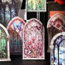 10 件/包复古庄园窗台装饰贴纸，创意美学 DIY 剪贴簿，节日礼物，个性化文具学校用品 - 黑色 - 查看 6