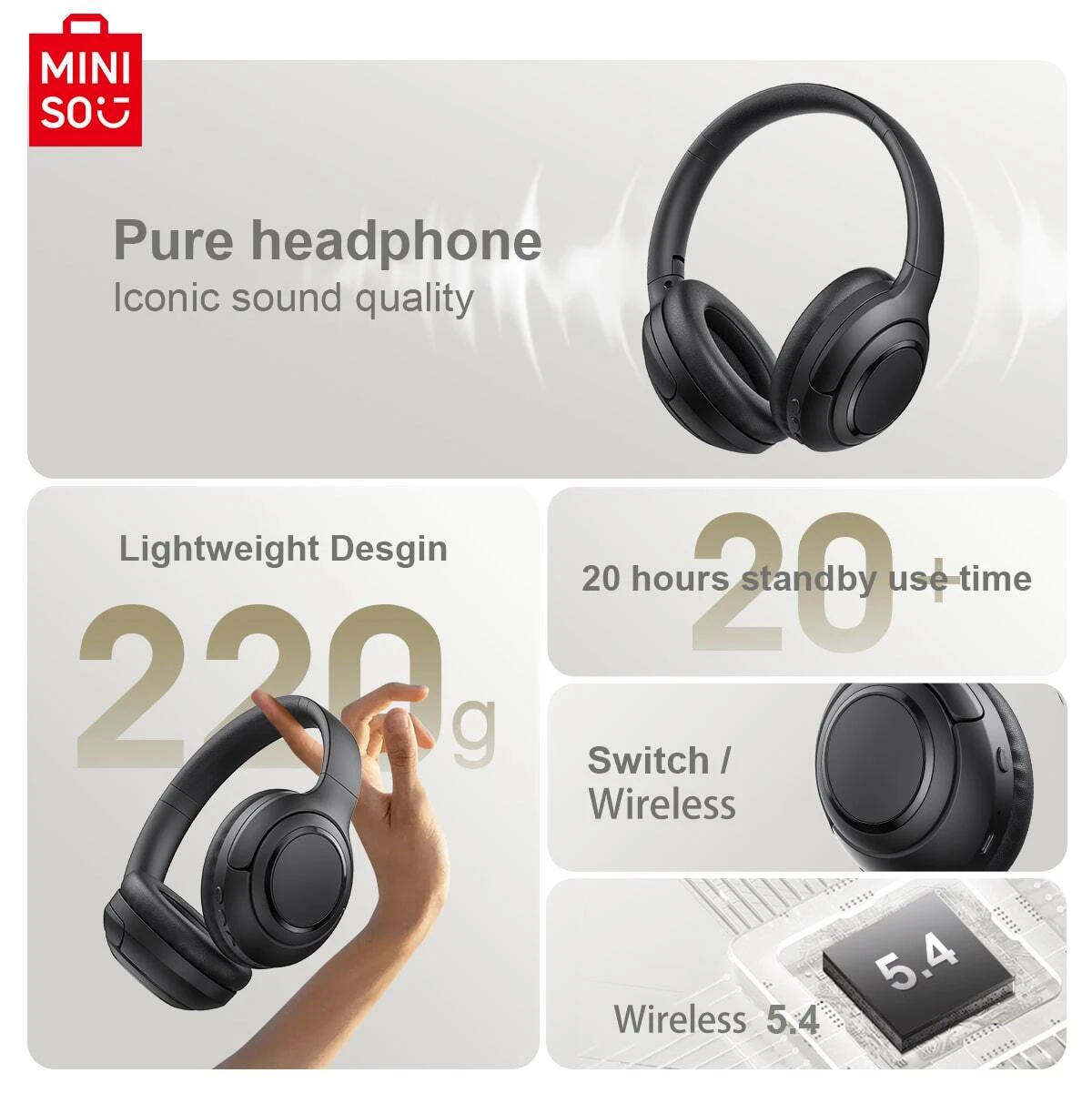 Miniso MINISO G50 Wireless Over Ear Headphone,20H Playtime And Wireless
