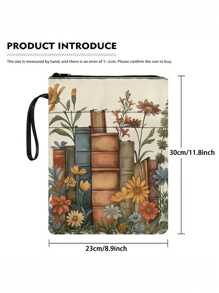 A Canvas Book Cover With Floral And Vintage Book Designs, Washable , Perfect For Paperbacks, Gardening And Artistic Style Themed Book Covers For Book Lovers And Readers,Back To School,School Supplies - Multicolor - View 2