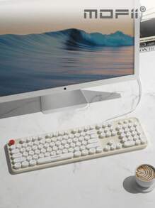 MOFII SWEET Wired Membrane Keyboard For Desktop, Laptop, Office - Beige - View 2
