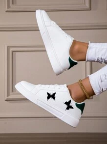 Giày thể thao ngoài trời đơn giản, đế mềm, chống bụi bẩn, dễ vệ sinh, thời trang mới cho nữ - trắng xanh đen - Xem 3