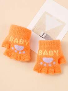 2 Cặp Găng Tay Không Ngón Mềm Mại & Ấm Áp Cho Trẻ Sơ Sinh, Thiết Kế Hình Bàn Chân Gấu Dễ Thương, Dành Cho Trẻ Từ 6-24 Tháng, Mùa Đông - 1Pair - Xem 8