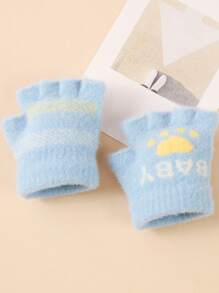 2 Cặp Găng Tay Không Ngón Mềm Mại & Ấm Áp Cho Trẻ Sơ Sinh, Thiết Kế Hình Bàn Chân Gấu Dễ Thương, Dành Cho Trẻ Từ 6-24 Tháng, Mùa Đông - 1Pair - Xem 3