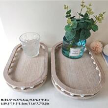 1 件复古木制储物托盘，用于厨房香料、花瓶和杂物的装饰性收纳托盘最佳礼物生日盘子厨房配件厨房装饰餐桌托盘水果托盘托盘装饰 - 彩色 - 查看 4