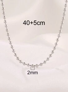 1pc Stainless Steel Beaded Chain Necklace, Women's Fashionable Gold Ball Pendant Necklace, Men's Accessory - Necklace - View 23