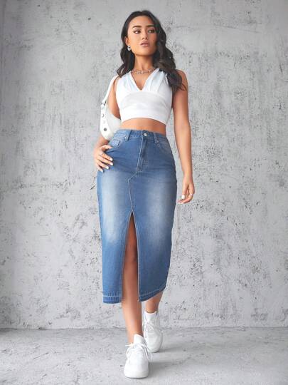 Falda de Mezclilla Larga Jeans