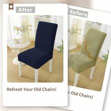 Ystyle Chair Covers With Backrest 4/6 Pieces, Stretch Chair Cover, Universal Chair Covers For Dining Room Kitchen, Washable Removable, Easy To Clean And Durable - Navy Blue - View 6