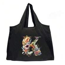 Túi mua sắm Túi Tote Túi gấp Tên viết tắt Họa tiết Túi xách Túi dã ngoại Túi đựng đồ tái sử dụng Túi xách tạp hóa Dung tích lớn để du lịch Túi Tote Túi đựng đồ in chữ cái viết tắt Túi đi biển Túi đeo vai, Đồ dùng học tập, Túi đi học, Túi Tote đi học, Nhẹ, Di động, Có thể gấp lại, Thích hợp cho Nữ sinh viên đại học, Hoàn hảo cho Ngày tựu trường - màu đen - Xem 21