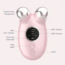 Con lăn massage mặt vi dòng EMS Máy nâng cơ mặt Máy làm săn chắc da mặt Dụng cụ chăm sóc da Làm săn chắc da mặt Giảm béo - Hồng - Xem 5