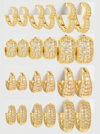 2 件套女士铜锆石环形耳环，优雅适合日常休闲穿着、晚宴、约会和正式场合