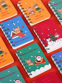 2 quyển sổ tay lật Giáng sinh A7 màu sắc và thiết kế ngẫu nhiên, sổ ghi chép bỏ túi di động cho học sinh, sổ nhật ký văn phòng, quà tặng Giáng sinh - Nhiều màu - Xem 7