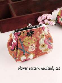 1 个花卉图案复古零钱包，花卉图案随机剪裁，女士时尚吻锁收纳袋，可装口红和钥匙、零钱，花卉图案零钱包绣花布，化妆包复古，带吻锁的化妆品收纳袋，圣诞礼物，适合女性、情侣、日常使用、约会、生日、节日、度假、海滩、旅行、通勤、商务、学生、野餐、露营、超市 - 彩色 - 查看 8