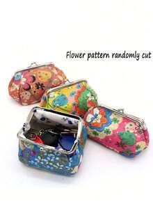 1 个花卉图案复古零钱包，花卉图案随机剪裁，女士时尚吻锁收纳袋，可装口红和钥匙、零钱，花卉图案零钱包绣花布，化妆包复古，带吻锁的化妆品收纳袋，圣诞礼物，适合女性、情侣、日常使用、约会、生日、节日、度假、海滩、旅行、通勤、商务、学生、野餐、露营、超市 - 彩色 - 查看 2