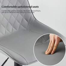 CLIPOP Bar Stools Set Of 2 Faux Leather Padded Breakfast Dining Stools Chair With Height Adjustable Swivel Gas Lift And Steel Footrest, High Back Pub Stools For Kitchen Counter Island - Grey - View 9