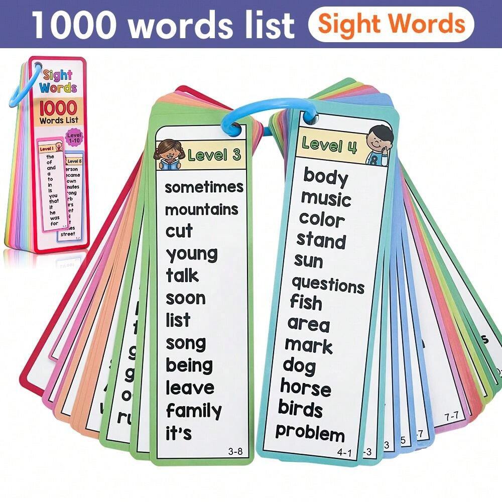 1000 Words English Sight Words Flash Cards Learning Reading Memory