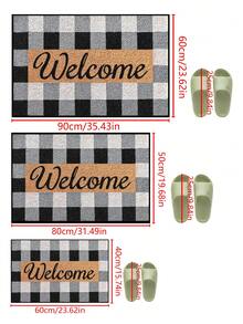 1 pieza Felpudo de bienvenida a cuadros blanco y negro, minimalista de felpa corta, absorbente y antideslizante, lavable para cocina, baño, comedor, entrada, fiesta, Año Nuevo, todas las estaciones