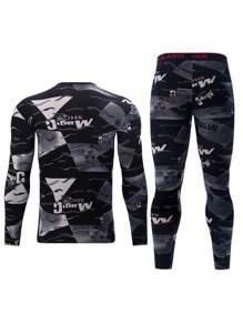 4pcs/Set Men's Thermal Underwear Set, Fashionable Casual Base Layer Clothing For Autumn/Winter