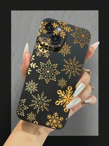 金色雪花图案液态硅胶手机壳，全方位保护，防震防摔，TPU软胶材质，兼容 16/11/12/13/14/15/15 Pro/15 Plus/15 Pro Max/7 Plus/8 Plus/X/Xs Max/Xr/11 Pro/12 Pro/13 Pro/14 Pro/12 Mini/13 Mini/11 Pro Max/12 Pro Max/13 Pro Max/14 Pro Max/14 Plus/6/6s/6 Plus/7/8/16 Pro/16 Plus/16 Pro Max/SE 和 Galaxy/A54/A14/A12/A13/A15/A32/A33/A24/A52S/S20/S21/S22/S23/S24/S23 Plus/S24 Ultra，国际版，非国内版 - 彩色 - 查看 2