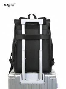saroxi 男士休闲时尚旅行背包，带翻盖，轻便易携，适合旅行、露营、徒步、上学、校园活动，是圣诞节、冬季圣诞礼物、旅行包、学校包、抽绳翻盖口袋黑色包、假日必备包、书包贴纸包、返校包、沙滩包、情人节礼物、复古笔记本电脑包、运动生活礼品包、背包、旅行必备大包、春季复古包、工作包 - 黑色 - 查看 10