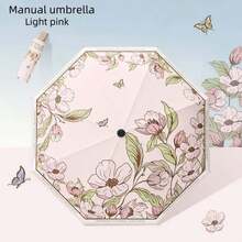 8 骨花卉图案手动折叠雨伞，时尚设计 - 彩色 - 查看 14