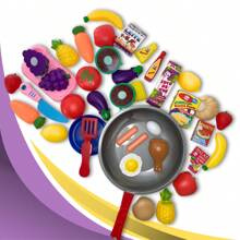 Velcro Fruit And Vegetable Cutting Board + Velcro Frying Pan Food Play Kitchen - trắng - Xem 5