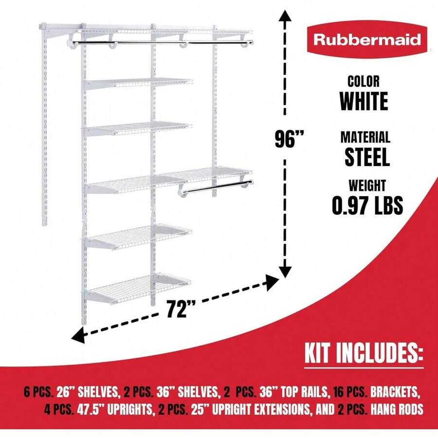 Configurations Deluxe Custom Closet Kit, 36 Ft. Adjustable Metal Wire