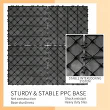 44 Pack 11.8"X11.8", Plastic Interlocking Deck Tiles,  Patio Flooring Outdoor Waterproof All Weather Use For Garden Poolside Front/Back Yard, Light Gray - 11.8"x11.8" - 查看 3
