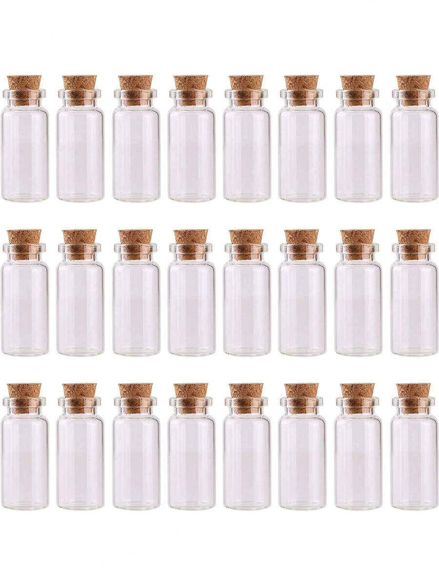 24 lọ thủy tinh mini có nắp đậy - Bộ 24 lọ thủy tinh nhỏ có nút bần mềm, thích hợp để trang trí ngày lễ, trang trí mùa thu, quà tặng tiệc cưới & tiệc tùng, đồ thủ công DIY, lọ đựng thuốc, gia vị và kẹo - Trong sáng - Xem 1