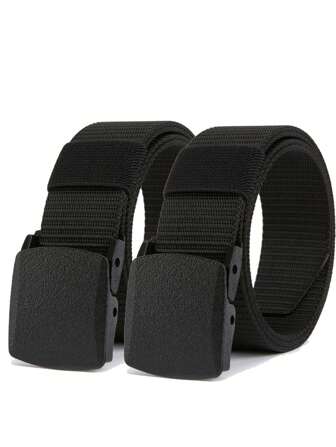 2条男士尼龙战术腰带，配塑料扣，适合学生户外运动、秋季、万圣节、秋冬季配饰，适合青少年、青年、男士，休闲、户外、运动、度假、毕业礼物、生日礼物、日常穿着