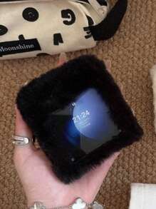 1 pieza Funda protectora con diseño de galaxia y letra "Wow" adorable y de moda compatible con teléfonos plegables Samsung//OPPO, Funda para teléfono de invierno - Negro - Ver 7