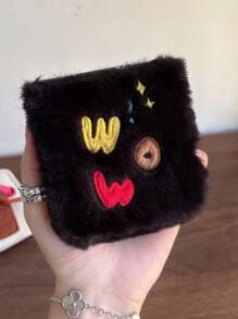 1 pieza Funda protectora con diseño de galaxia y letra "Wow" adorable y de moda compatible con teléfonos plegables Samsung//OPPO, Funda para teléfono de invierno - Negro - Ver 4