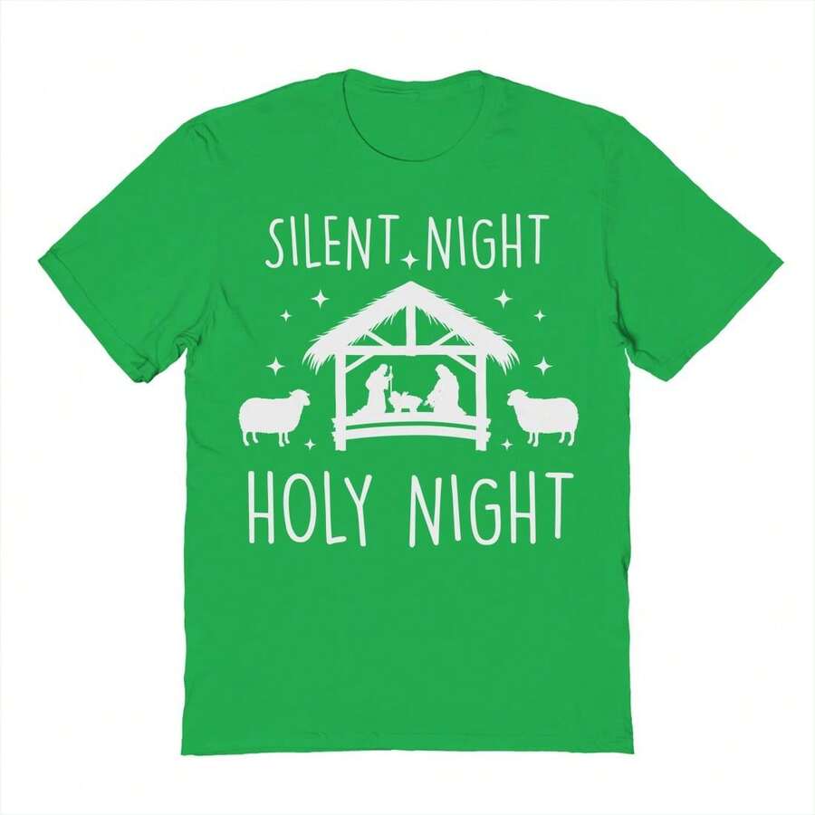 Nearly There Christmas Silentnight Holynight Graphic Cotton Unisex T-Shirt - Green - View 1