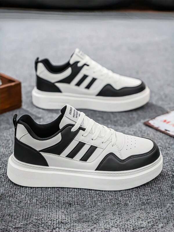 Plus Size Men's Lace-Up Lightweight Durable Fashion Contrast Color Casual Sneakers