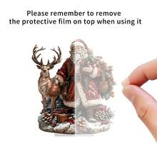 1 件圣诞老人与驯鹿圣诞装饰 - 2D 亚克力小雕像，适合家庭和办公室节日装饰，带支架 - 彩色 - 查看 7