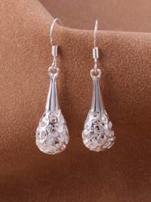 1 Pair Fashionable Silver Hollow Ball Design Earrings