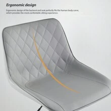 CLIPOP Bar Stools Set Of 2 Faux Leather Padded Breakfast Dining Stools Chair With Height Adjustable Swivel Gas Lift And Steel Footrest, High Back Pub Stools For Kitchen Counter Island - Grey - View 4