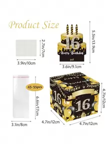 Hộp quà tặng tiền mừng sinh nhật 16/18/21/30-70 tuổi để kéo tiền mặt, Hộp quà tặng tiền mừng sinh nhật để kéo tiền mặt, Ý tưởng quà tặng sinh nhật bất ngờ DIY, Để trang trí tiệc sinh nhật, Giáng sinh - vàng đen - Xem 7