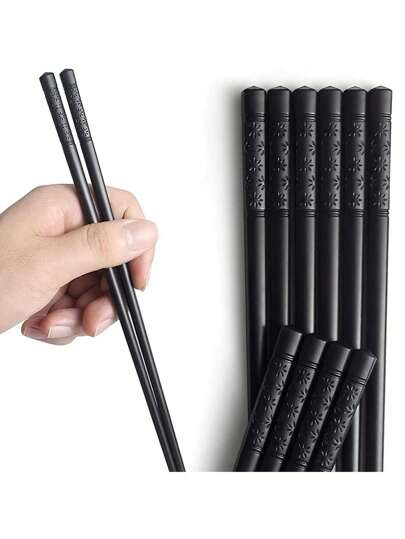 5/10 أزواج من عيدان الأكل القابلة لإعادة الاستخدام والتنظيف بغسالة الأطباق، عيدان الأكل، مضادة للانزلاق، أدوات تناول السوشي والنودلز، لوازم مدرسية