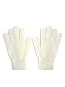 1 Pair Of Solid Color Full Finger Knitted Gloves, Unisex, Y2K Style Outdoor Windproof Casual Winter Warm Gloves Suitable For Commuting Daily Use - Fingerless Gloves - View 25