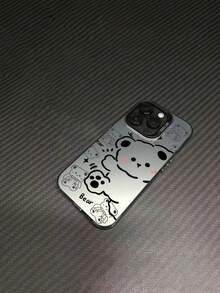 1 件装新款简约卡通波浪线熊图案防摔 TPU 手机保护壳适用于 iPhone - 彩色 - 查看 5