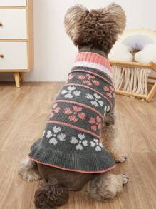 1 chiếc áo len cho chó, họa tiết cỏ bốn lá đan, phong cách châu Âu và Mỹ, dành cho thú cưng như Teddy, Panda và nhiều loại khác - Xám - Xem 2