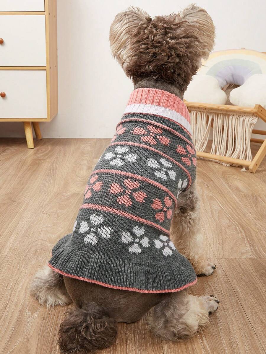 1 chiếc áo len cho chó, họa tiết cỏ bốn lá đan, phong cách châu Âu và Mỹ, dành cho thú cưng như Teddy, Panda và nhiều loại khác