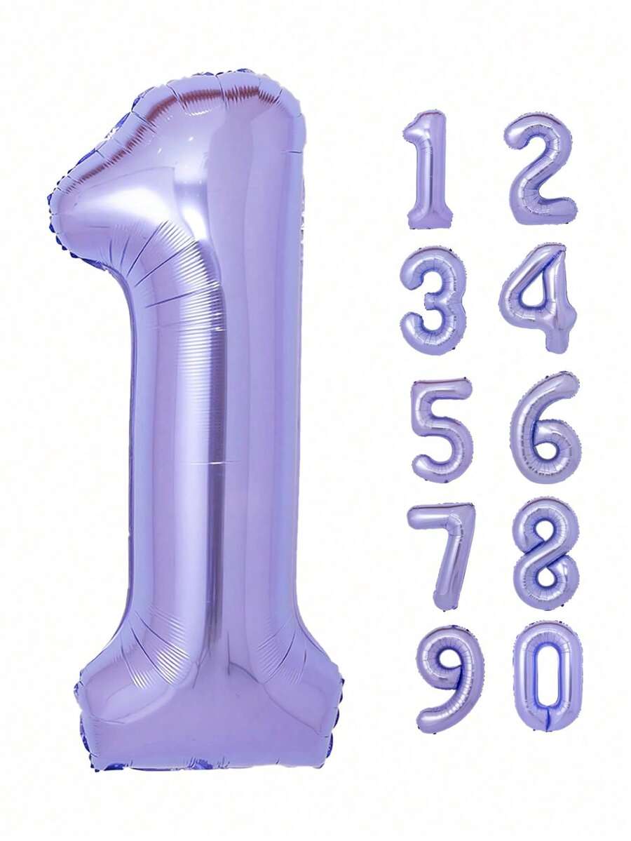 40 英寸数字气球氦气铝箔聚酯薄膜气球生日派对宴会装饰，生日数字气球，生日派对拍照道具数字气球，派对背景装饰气球 - 紫色 - 查看 1
