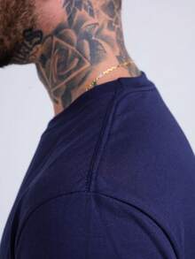Men's Basic Plain Shirt Premium Cotton - Màu xanh hải quân - Xem 4