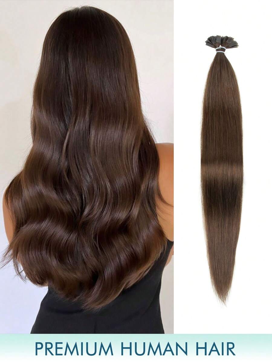 12-22 Inch Natural Black Straight Human Hair Seamless F-Type Hair Extensions, Suitable For Beginners, Perfect For Parties