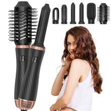 6 In 1 Automatic Hair Curler Set With Hot Brush & Strong Negative Ion, Curl, Wave & Straighten Hair