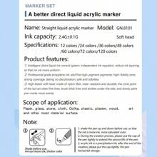 GuangNa 12/24/36/48/72/120/168 色丙烯酸涂料笔，软刷头丙烯酸涂料记号笔，彩色丙烯酸记号笔非常适合画布、岩石绘画、木材、石头、玻璃、陶瓷、织物绘画、DIY 工艺品 - 彩色 - 查看 7