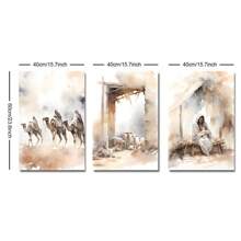 Set Of 3 Unframed Watercolor Jesus Poster Christian Xmas Festival Aesthetic Canvas Painting Print Minimalist Wall Picture For Dorm,Apartment,Living Room,Bedroom,Home Decoration,Behold The Lamb,Three Wise Men On Camels - Multicolor - View 9