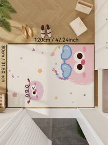 1 件可爱煤球卡通图案地毯，舒适柔软，适用于客厅卧室儿童婴儿房、入口垫，易于清洁和可机洗房间装饰家居地毯