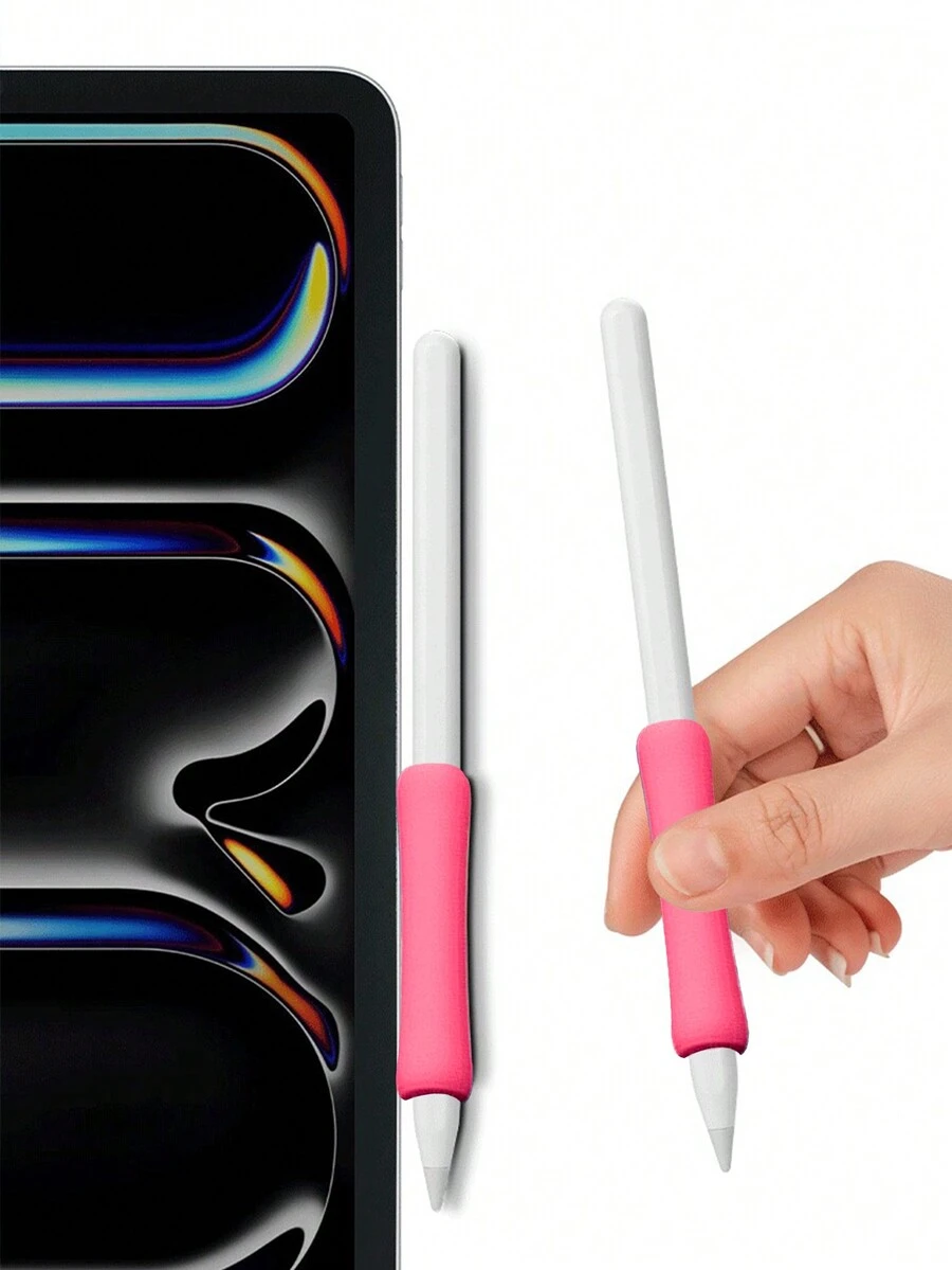 1 件/2 件/4 件/8 件硅胶笔握套，触控笔套，兼容第一代和第二代通用触摸屏笔 - 玫紅色 - 查看 1